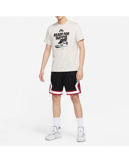 Nike White Alphabet Shoe Printing Round Neck Casual Short Sleeve for men