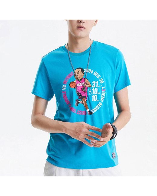 Li-ning Blue Way Of Wade Cartoon Graphic T-Shirt for men