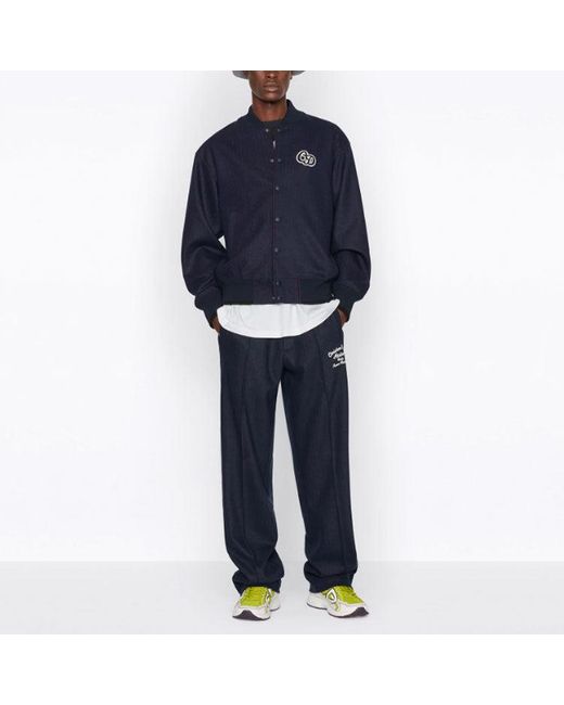 Dior Blue Ss22 Logo Printing Stripe Long Sleeves Jacket Autumn for men