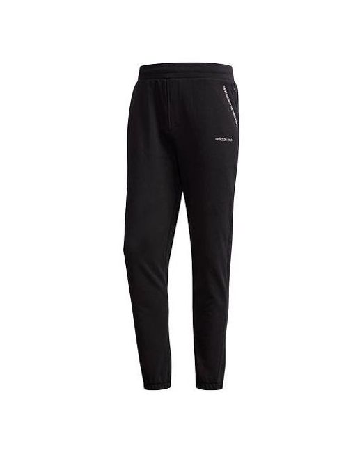 Adidas Black Neo Logo Cozy Breathable Casual Sports Long Pants for men