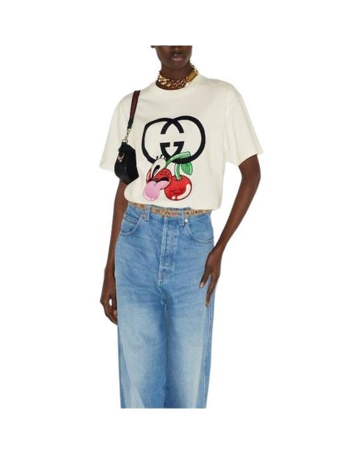 Gucci White (Wmns) Cotton Jersey Printed T-Shirt 'Off'