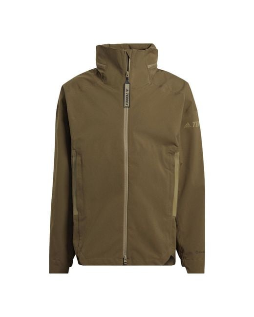 Adidas Green Terrex C Myshelter.R Waterproof Sports Outdoor Hooded Jacket Dark for men