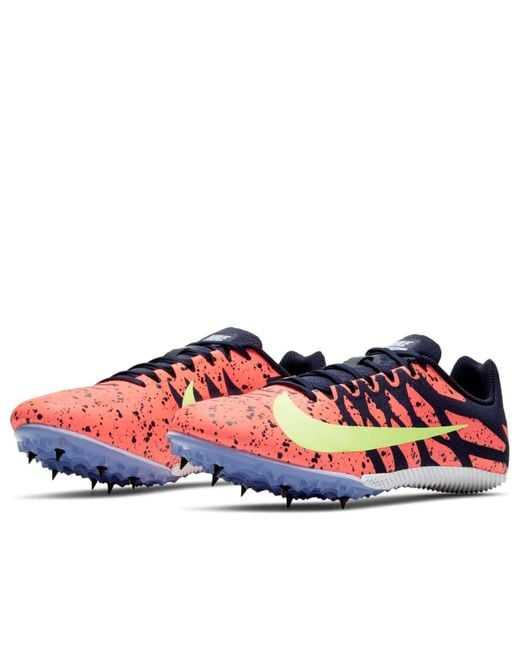 Nike Blue Air Zoom Rival S 9 Spikes 'Paint Splatter Bright Mango Zitron' for men