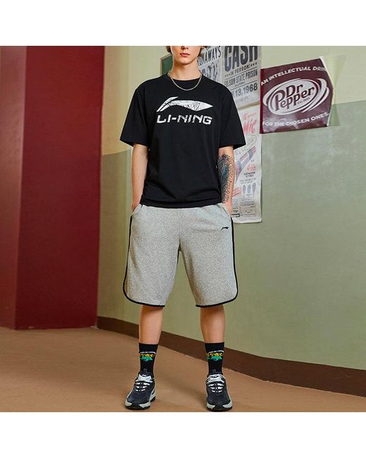 Li-ning Black Big Graphic Loose Fit T-Shirt for men