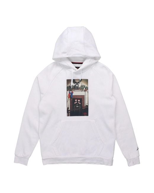 Nike White Jumpman Chimney Printing Fleece Stay Warm Pullover for men