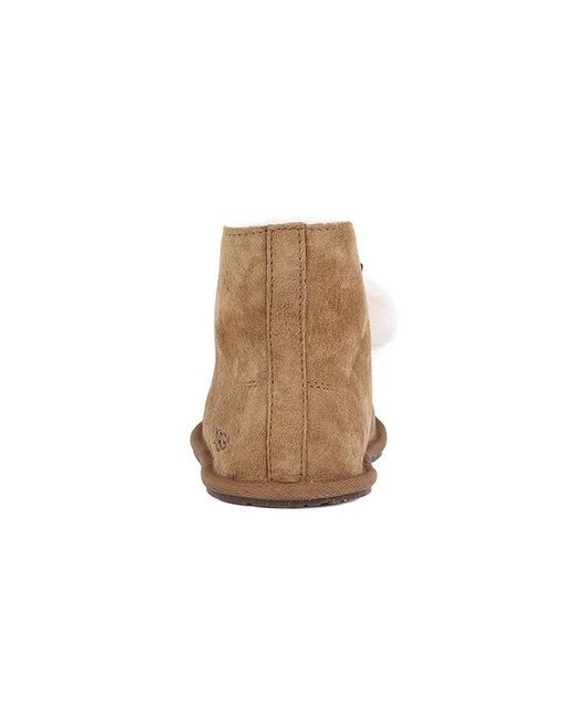 Ugg Brown (Wmns) Kallen Suede Moc Toe Pom Pom Slipper