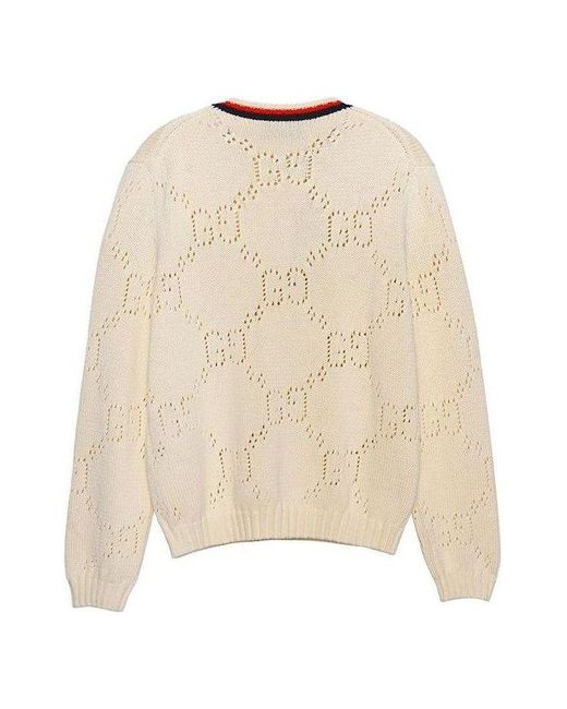 Gucci Natural Perforated gg Cotton Sweater for men
