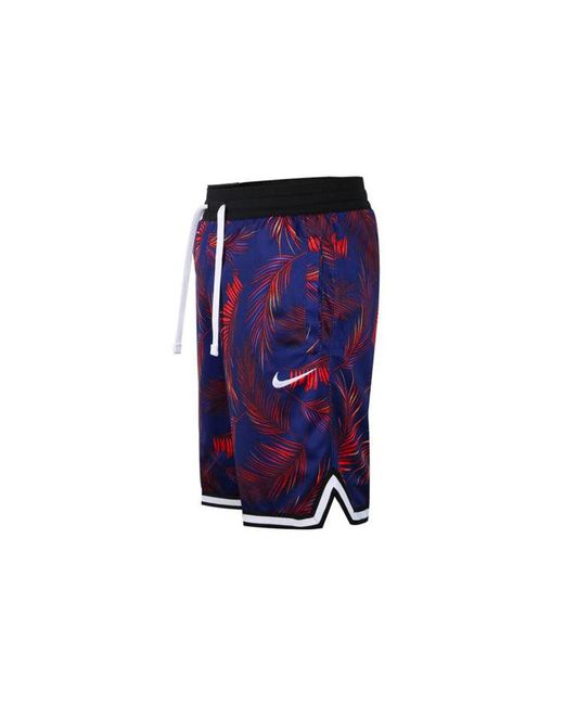 Nike Blue Flowers Logo Printing Drawstring Basketball Shorts for men