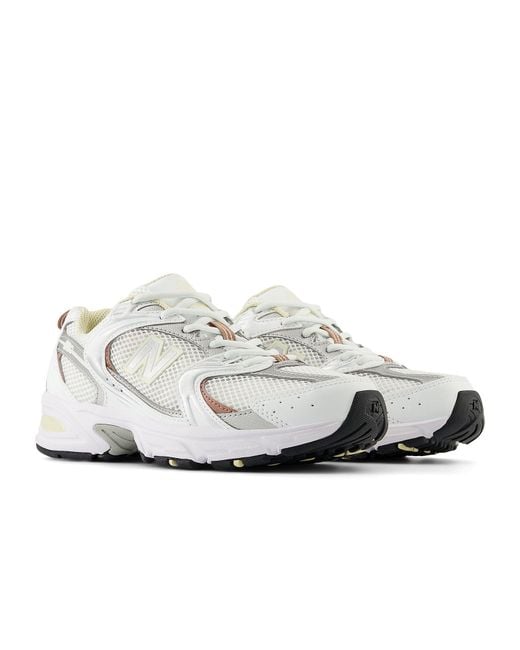 New Balance White 530 Metallic Cream' for men