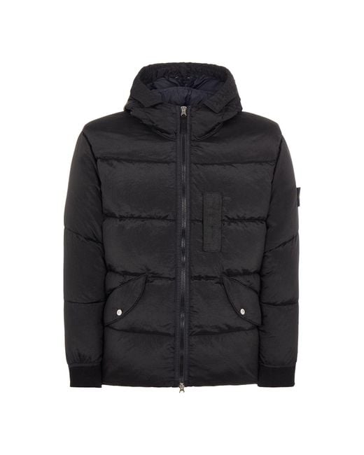 Stone Island Black Nylon Metal Hooded Down Jacket for men