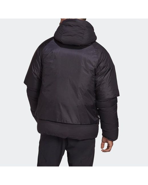 Adidas Blue Detachable Hooded Waterproof Down Jacket for men