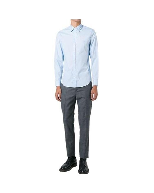 Burberry Blue Cotton Classic Long Sleeves Shirt for men