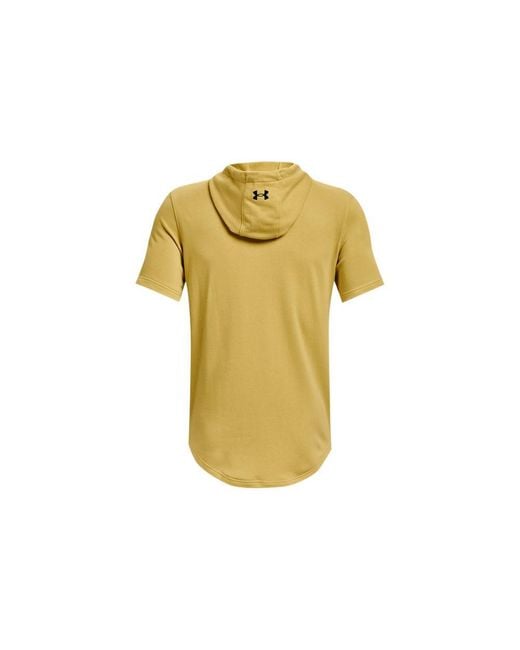 Under Armour Yellow Project Rock Terry Short Sleeve Hoodie for men