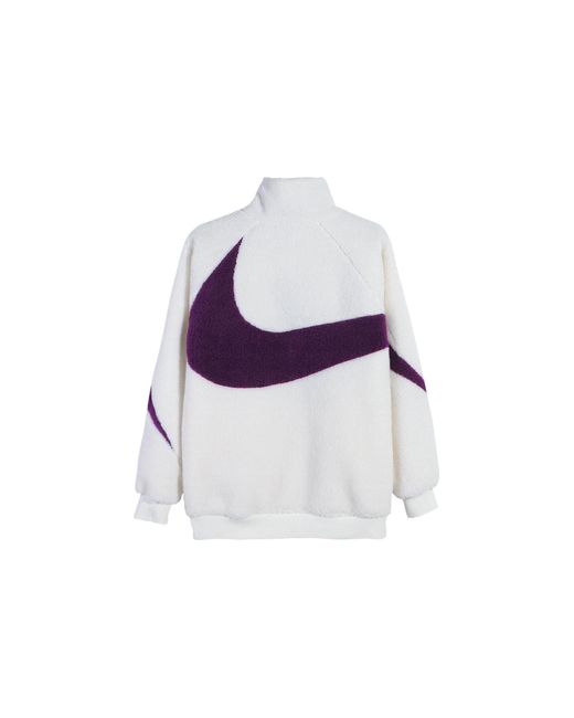 Nike White Big Logo Lamb Velvet Jacket Sail for men