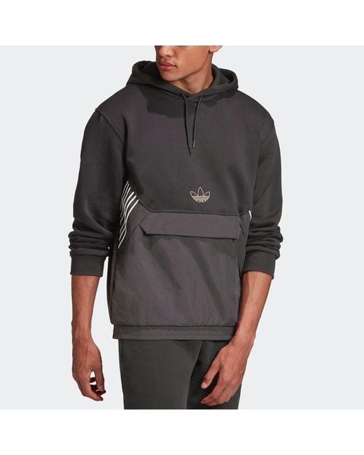 Adidas Gray Originals Tlm 02 Hoody Casual Sports Hooded Pullover for men