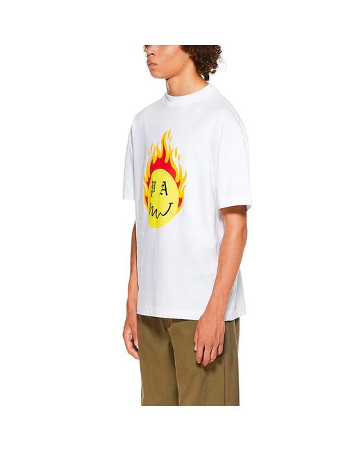 Palm Angels Yellow Burning Head Short-Sleeve T-Shirt for men