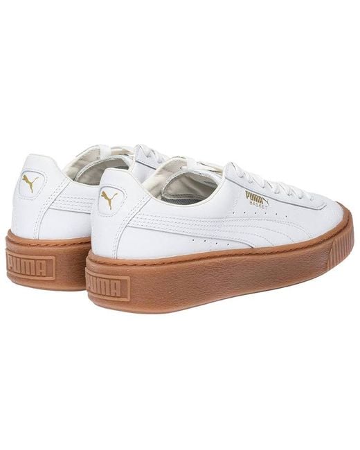 PUMA White (Wmns) Basket Platform Core