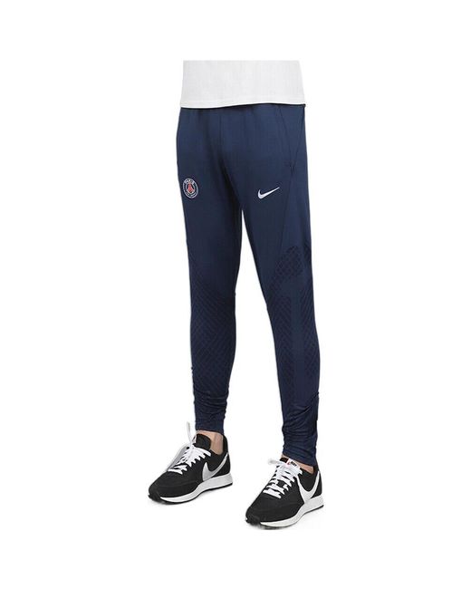 Nike Blue Solid Color Logo Soccer/Football Sports Pants/Trousers/Joggers Paris Saint-Germain Autumn for men
