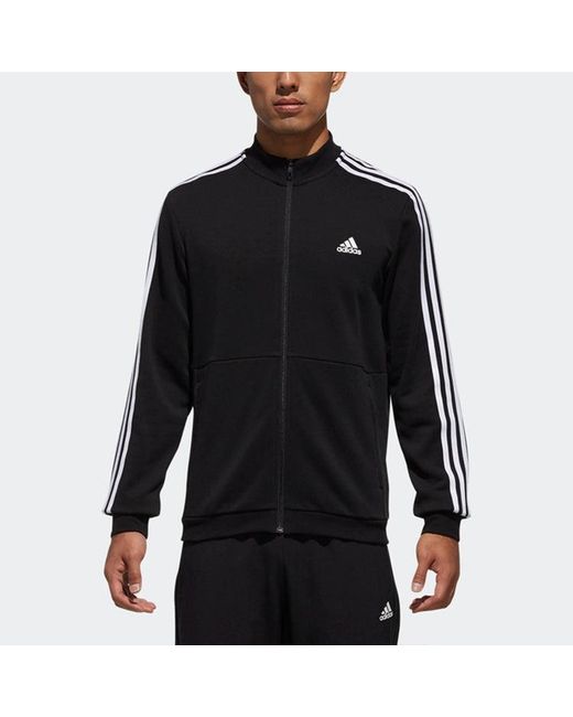 Adidas Black Cm Tt Ft 3S Sports Stylish Knit Stand Collar Jacket for men