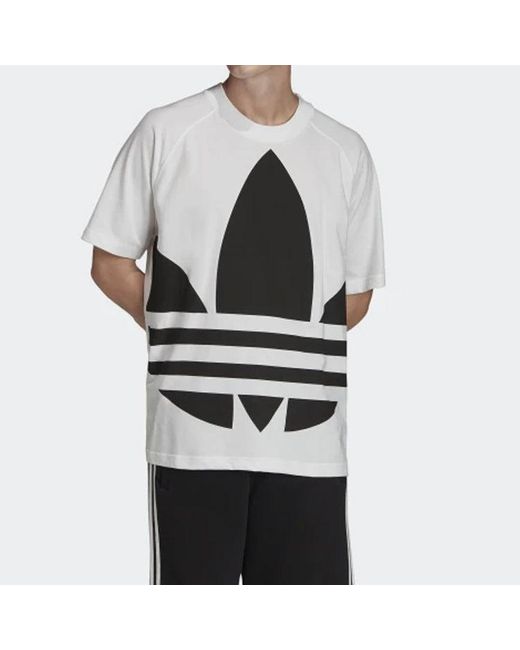 Adidas Black Originals Big Trefoil Boxy Tee Large Logo Printing Short Sleeve for men