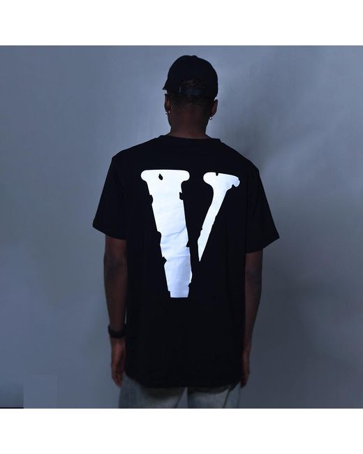 Vlone(GOAT) Black 3M Reflective Large Logo Short Sleeve Couple Style for men