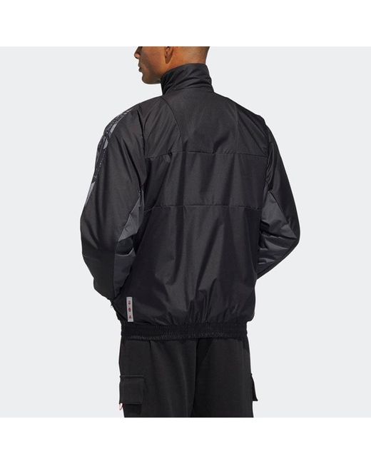 Adidas Black Limited Reversible Fleece Lined Colorblock Stand Collar Logo Jacket for men