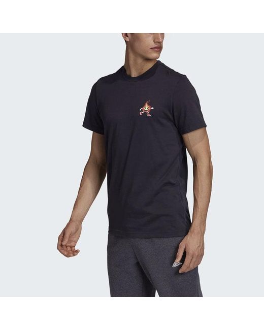 Adidas Blue 8-Bit Platform Back Printing Sports Round Neck Short Sleeve for men