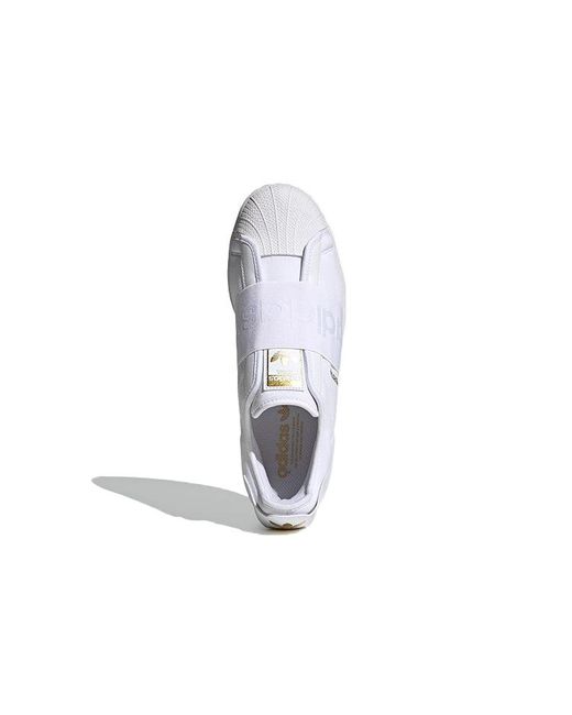 Adidas White Superstar Slip-On Shoes Metallic' for men