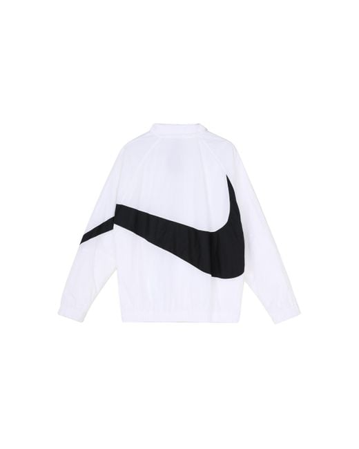 Nike White Swoosh Large Logo Woven Windproof Stand Collar Casual Sports Jacket Asia Edition for men