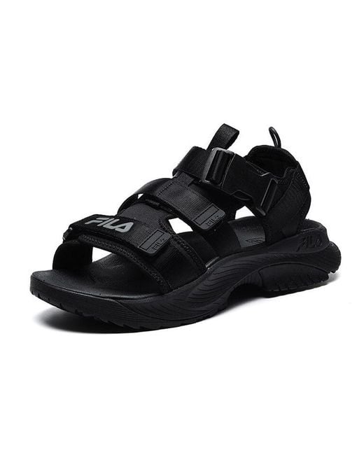 Fila Black Athletics Velcro Open Toe Flat Heel Sports Sandals