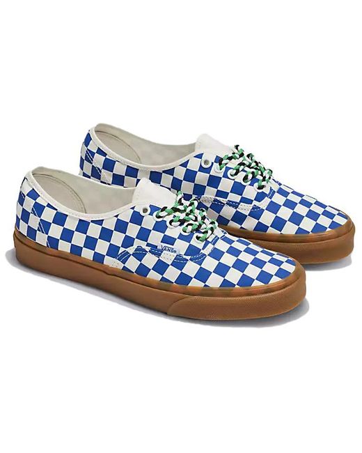 Vans Blue Authentic Checkerboard Shoes Gum' for men