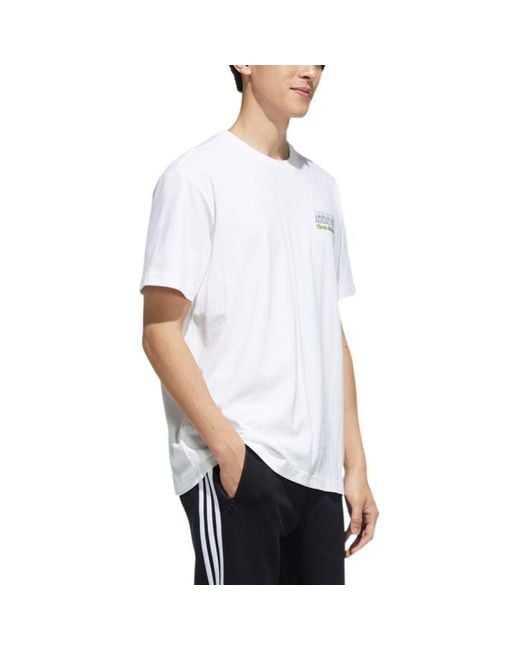 Adidas White Neo Alphabet Micro Mark Round Neck Short Sleeve T-Shirt for men