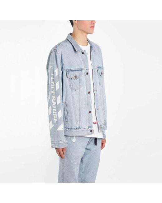 Off-White c/o Virgil Abloh Blue Classic Printing Jacket Denim Ordinary Version for men
