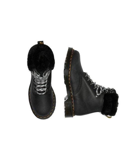 Dr. Martens Black (Wmns) 1460 Stay Warm Wear-Resistant Fur Martin Boots