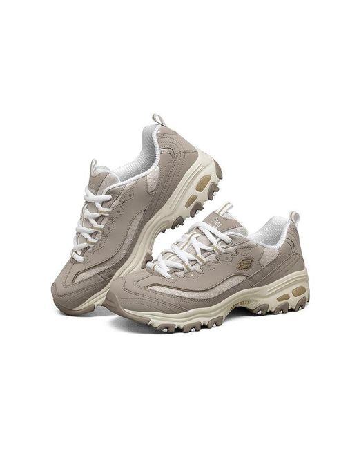 Skechers White (Wmns) D'Lites-Looking Glass Running Shoes