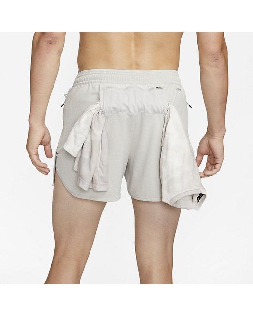 Nike White Dri-Fit Stride Running Division Running Shorts 'Lt Iron Ore' for men