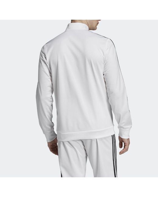 Adidas White Essentials3 Stripe Elastic Sports Jacket for men
