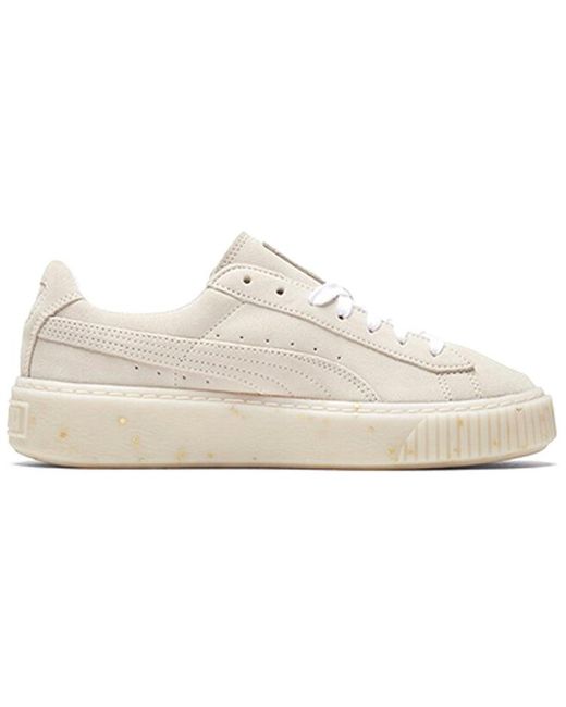 PUMA White (Wmns) Suede Platform Buff/ Board Shoes