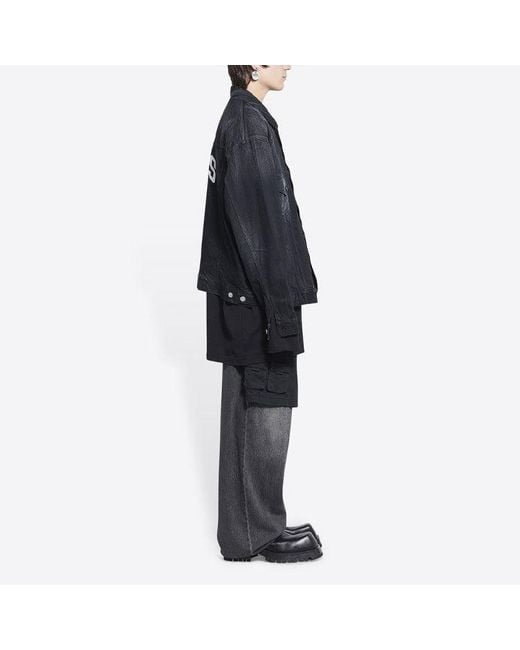 Balenciaga Blue Cities Paris Oversized Denim Jacket 'Washed' for men