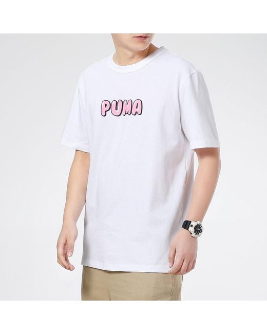 PUMA White Downtown Graphic T-Shirt for men