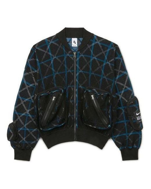 Nike Green Ma-1 Bomber Multiple Pockets Knit Aviator Jacket for men