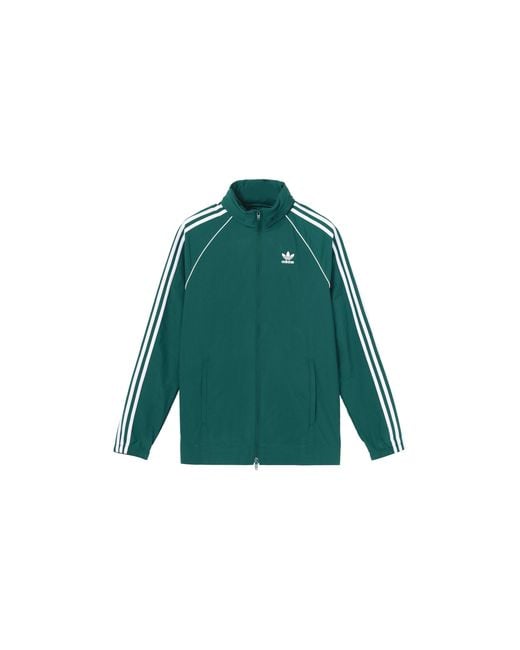Adidas Green Originals Logo Colorblock Stripe Sports Jacket for men
