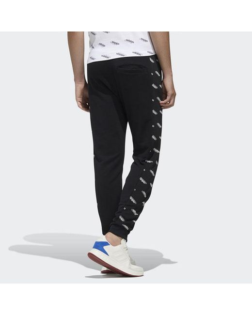 Adidas Black Printing Splicing Knit Bundle Feet Sports Pants for men
