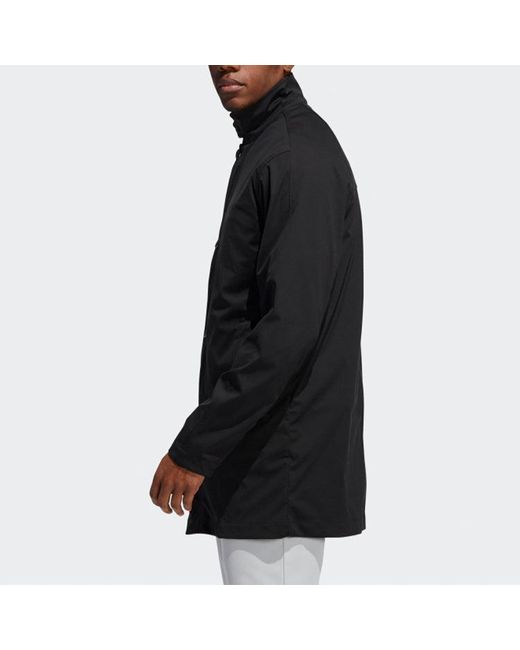 Adidas Black Stand Collar Button Golf Long Sleeves Jacket for men