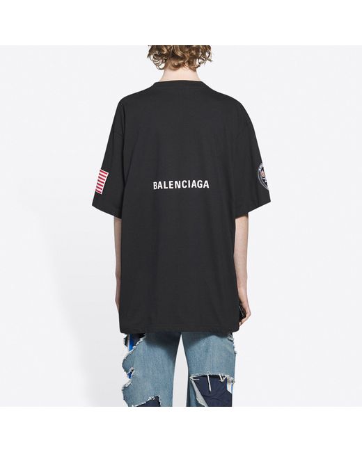 Balenciaga X Nasa Crossover Space Retro Short Sleeve Tee in Black