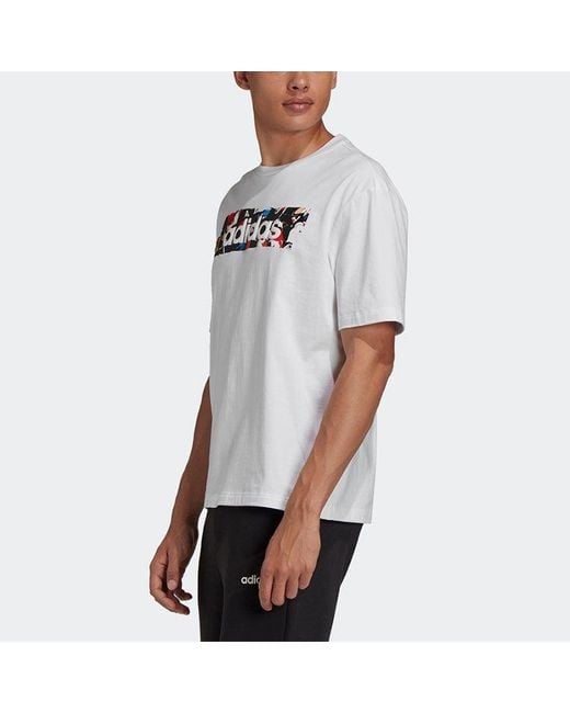 Adidas White X Disney Alphabet Pattern Printing Sport Round Neckshort Sleeve for men