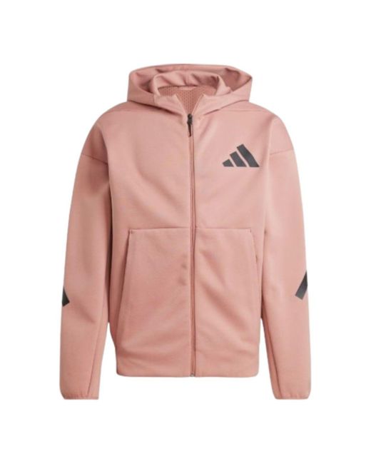 Adidas Pink Z.N.E. Full-Zip Hooded Track Jacket for men