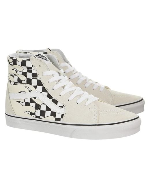 Vans White Sk8-Hi 'Checkerboard Flame' for men