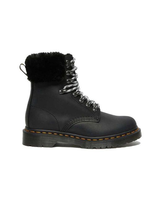 Dr. Martens Black (Wmns) 1460 Stay Warm Wear-Resistant Fur Martin Boots