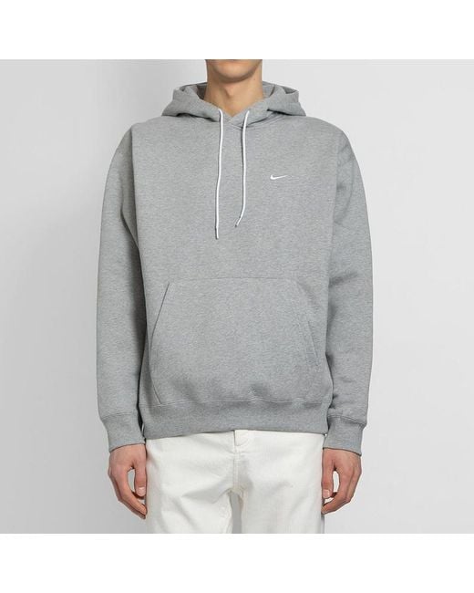 Nike Gray Small Logo Loose Long Sleeves Pullover Hooded Sports for men